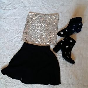 Silver sequin tube top